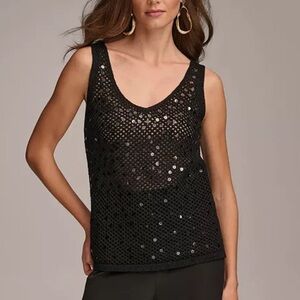 Donna Karan Women's Sequined Festival Knit Tank Top Size S